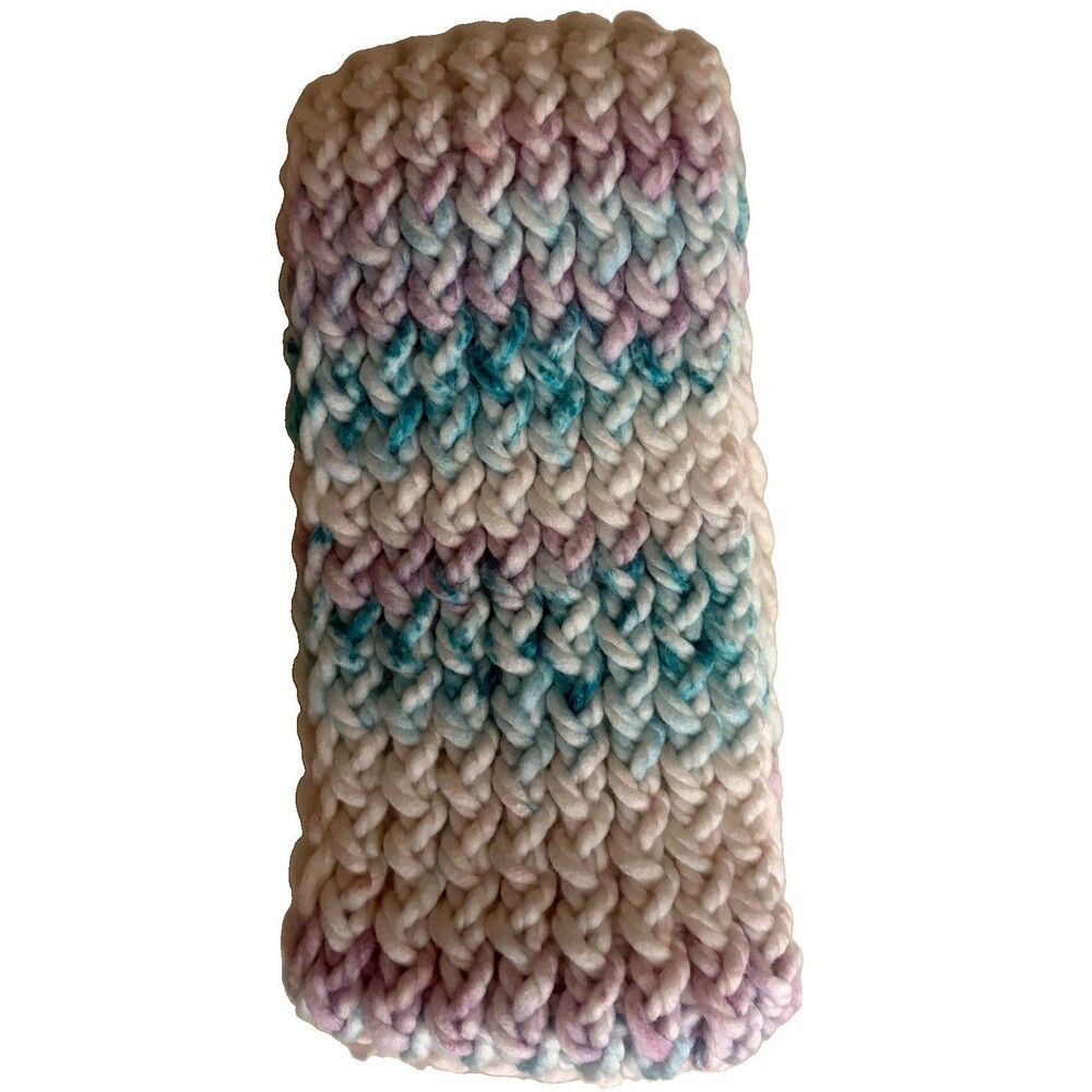 Handmade Knit Kids Scarf Blue White Gray Winter Wear Cozy